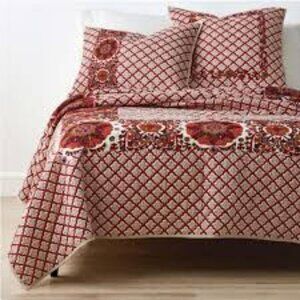 Thornwood Multicolored Geometric Cotton Blend Embroidered Quilt | Company Store
